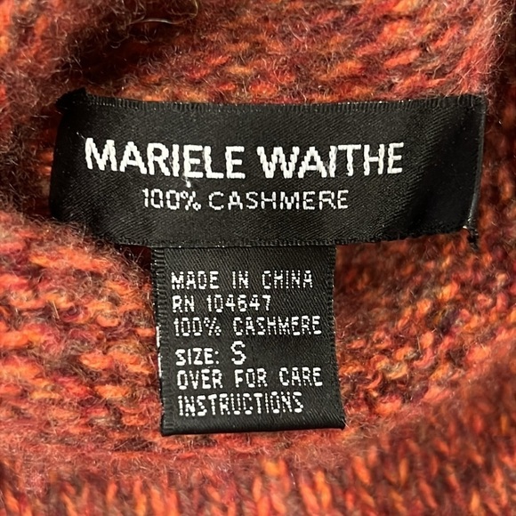 Mariele Waithe Cashmere Sweater S Red Marled Turtleneck Soft Stretch Cozy Winter - Picture 8 of 8